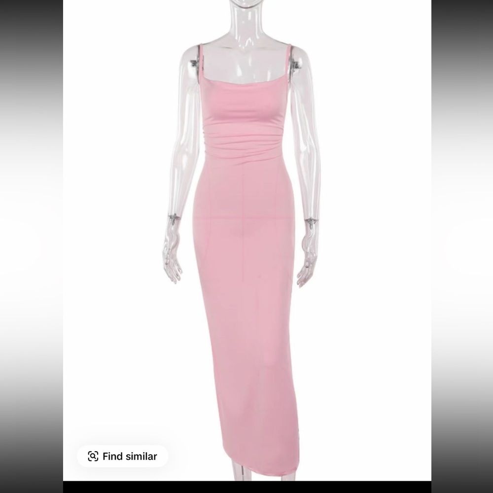 Cowl neck pink dress